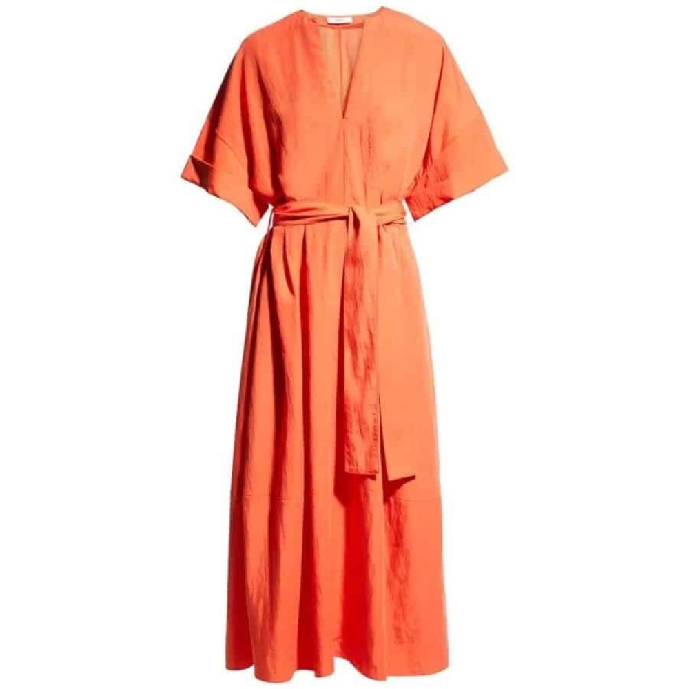 Vince Burnt Orchid Cuffed Short Sleeve Maxi Dress | Size M